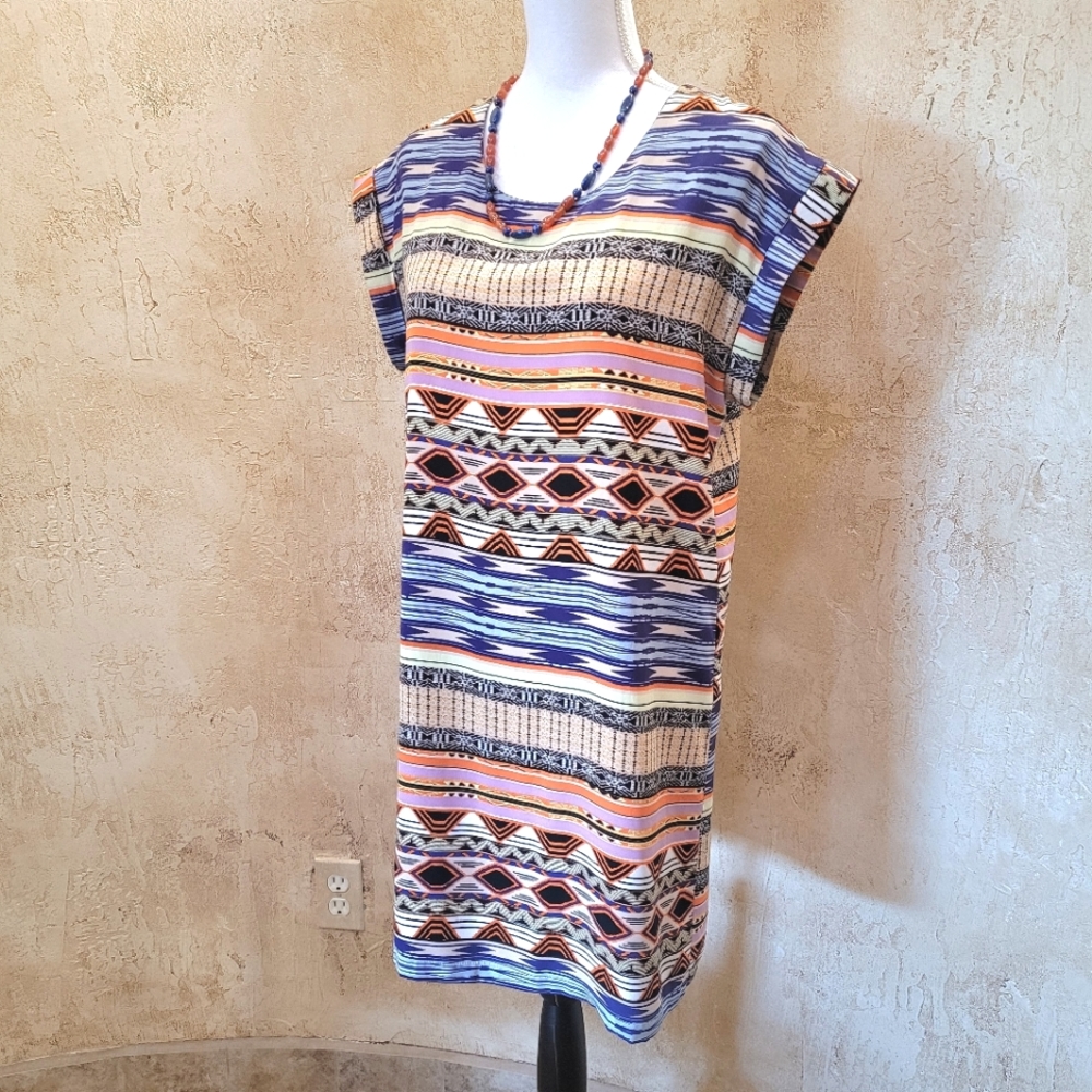 Multi Color Print Shift Dress - Picture 7 of 7